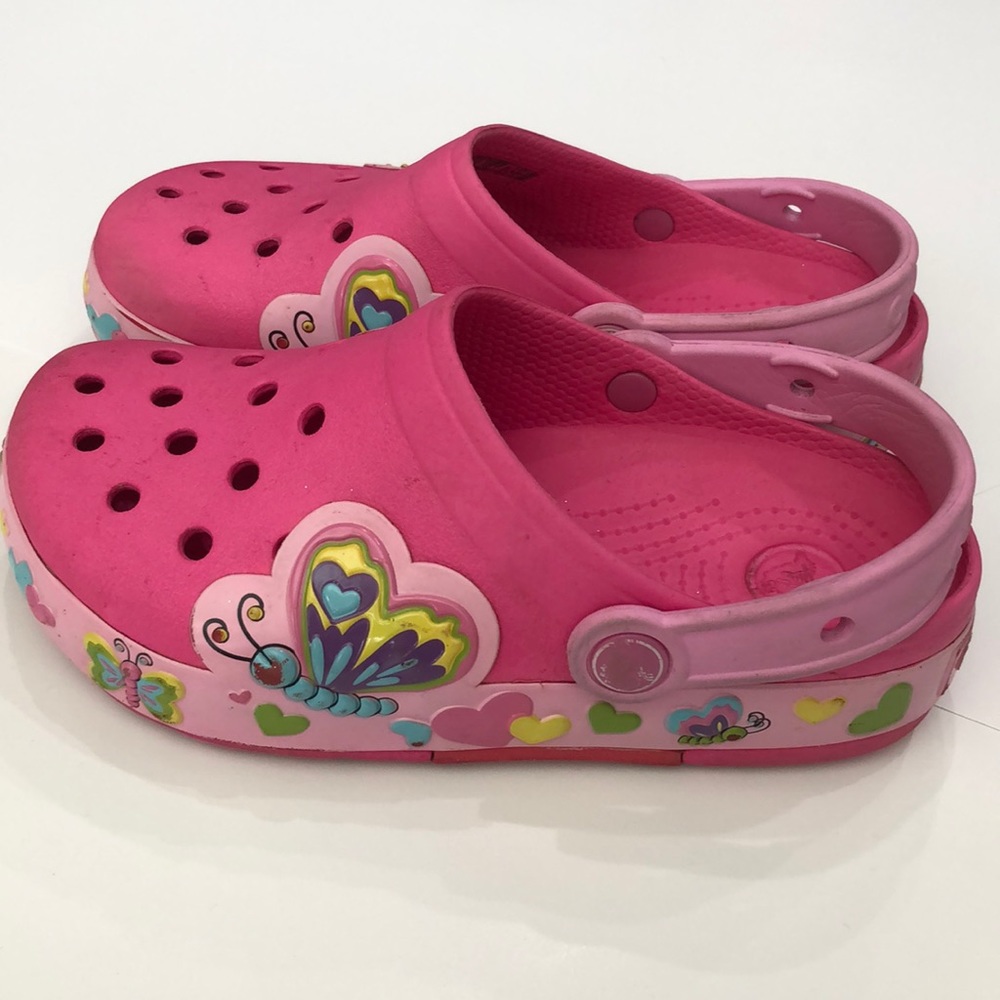 Pink butterfly crocs